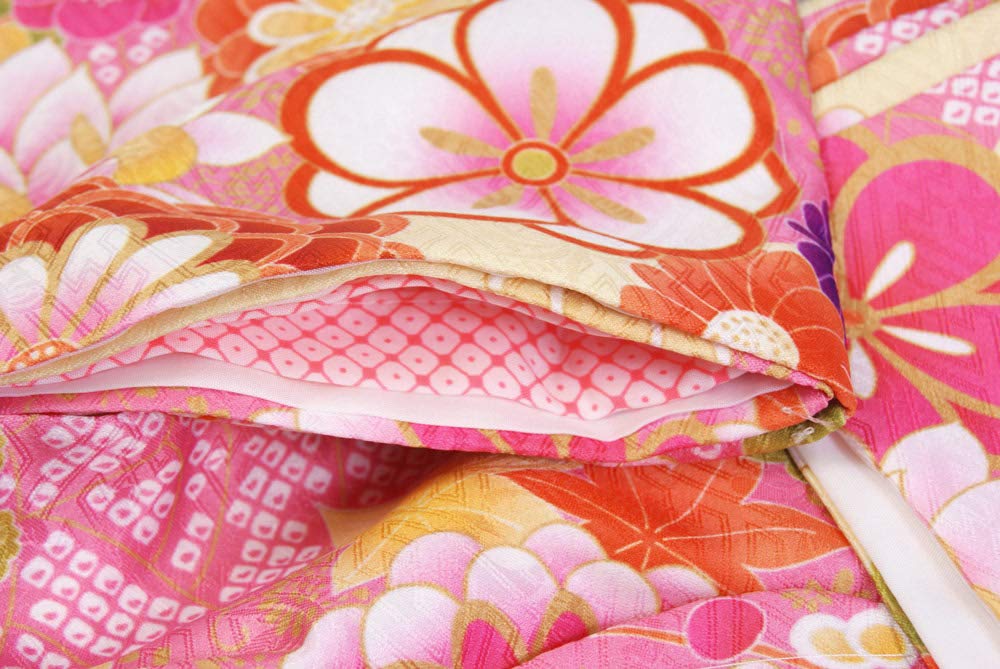 Kimono Haori Ensemble Red Haori Kimono for 3 To 4 Years Old and 5 To 6 Years Old Washable Polyester Full Set of and Drawstring Purse 3 To 4 Years