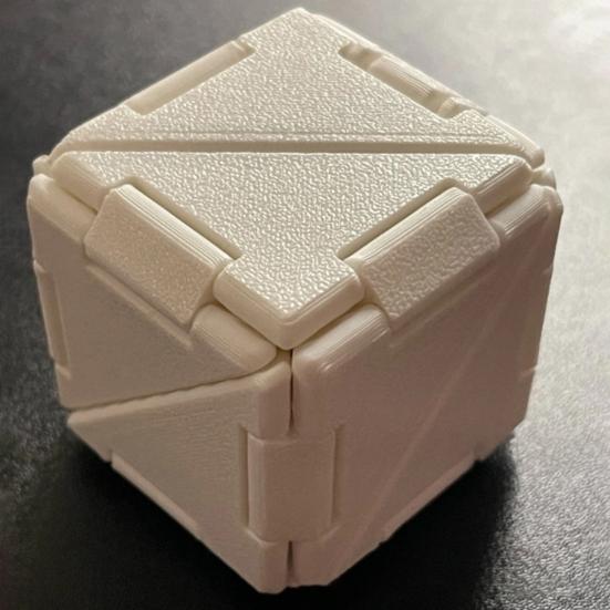 3D Printed Stress Relief Cube Toy Brain Teaser Deformable Puzzle Cube Desk Toy Teens Adults Calming Decompression Flipping Sensory Toy