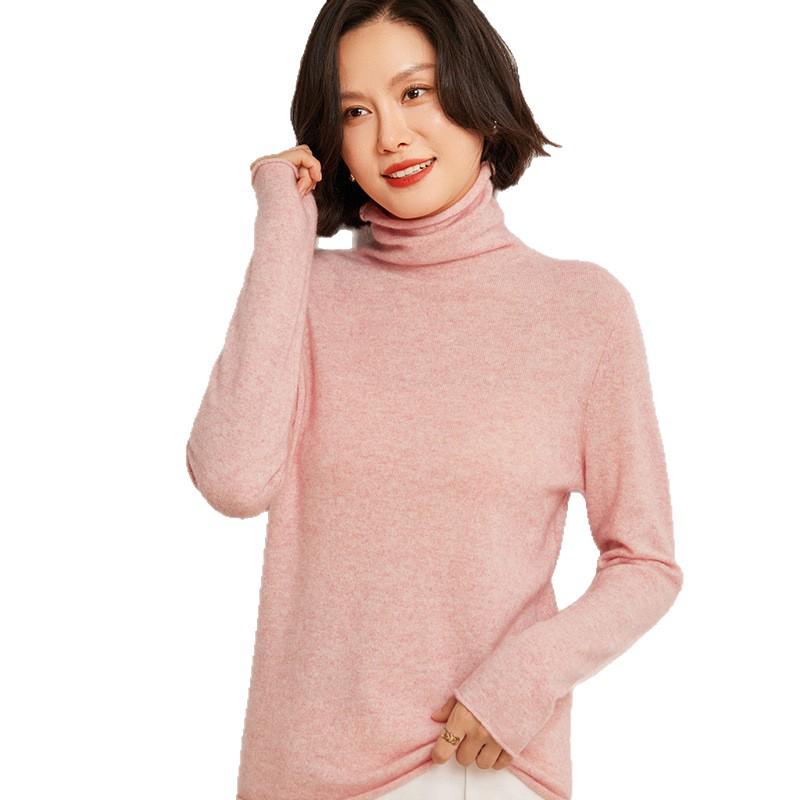 Women's High Neck Cashmere Sweater - Autumn/Winter, Comfortable, Loose, Versatile Knit Pullover.