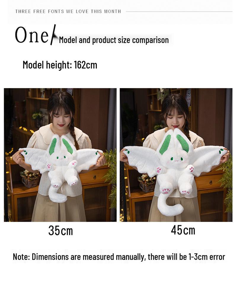 Bat Rabbit Plush - Cute Flying Rabbit Transforms Into Big White Doll Little Fu Zhu