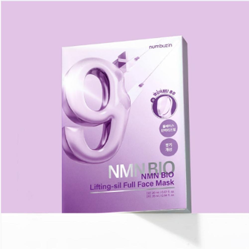 Sheet Mask Set Numbuzin No.9 NMN BIO Full Face Pack 4 Sheets, Hydration & Conditioning Full-Cover Care