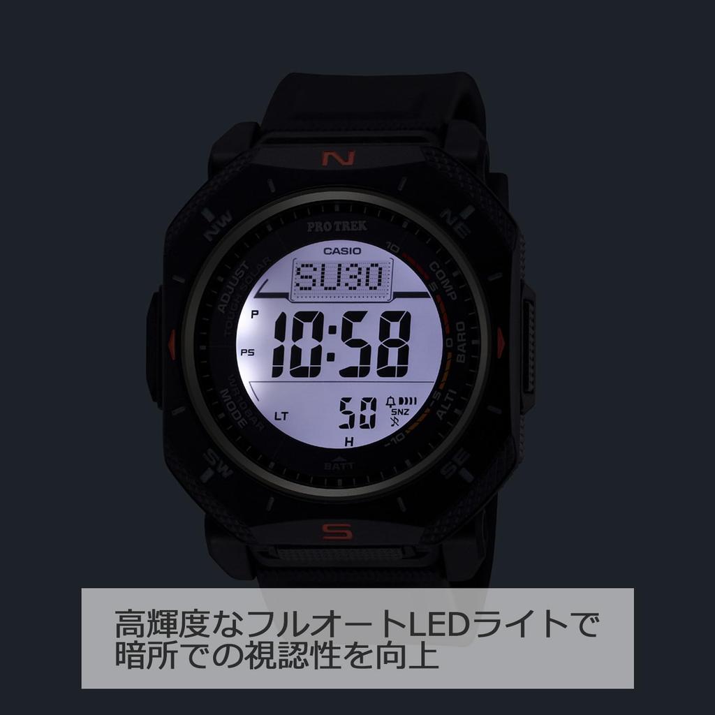 Casio Pro Trek Climber Line Wytrzymały Wykonany z Przyjaznego dla Środowiska Czarny Zegarek, Słoneczny, Materiały, PRG-69-1JF, Męski,