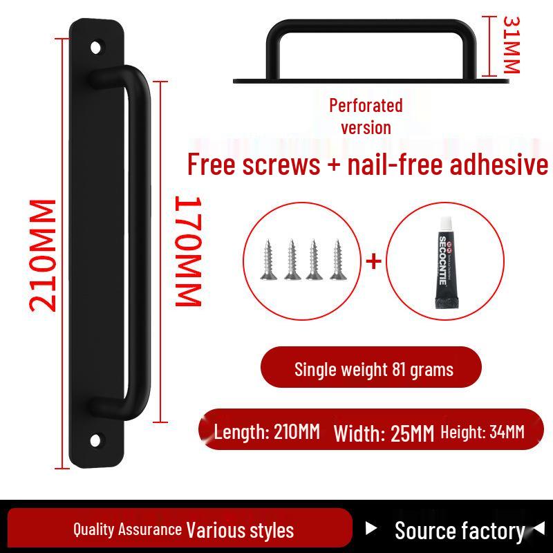 Aluminiumlegering Deurklink zonder Boren voor Glazen, Stalen, Kunststof Balkon-, Schuif- en Kastdeuren