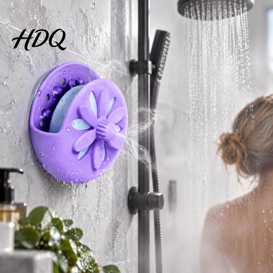 Universal Shower Steamer Holder with Suction Cup Silicone Wall Mounted Aromatherapy Diffuser Tablet Tray Rotating Container Bathroom Accessories