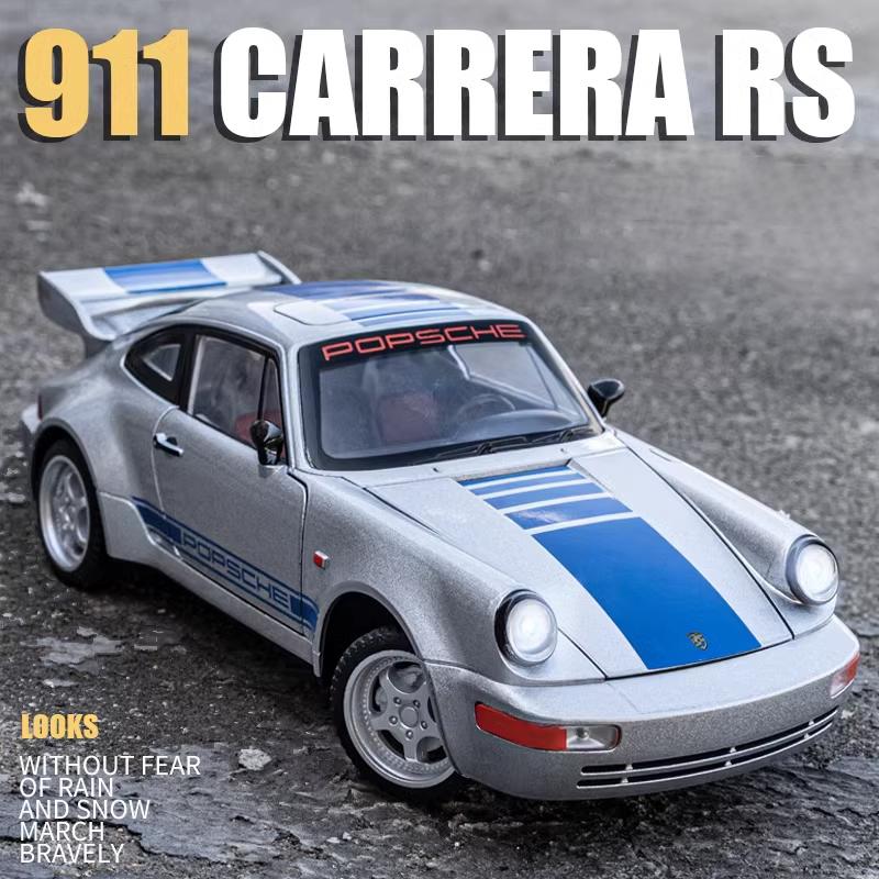 1/24 Porsche 911 964 Carrera RS Alloy Car Diecasts & Toy Vehicles Car Model Sound and Light Pull Back Car Toys for Kids Gifts