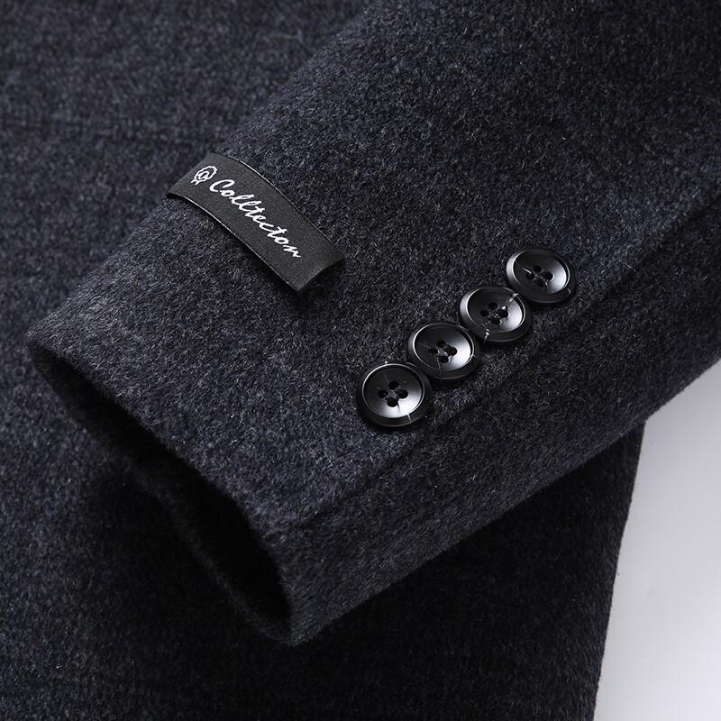 Yalu EY Men's Plaid Wool Blend Lapel Coat with Down Liner