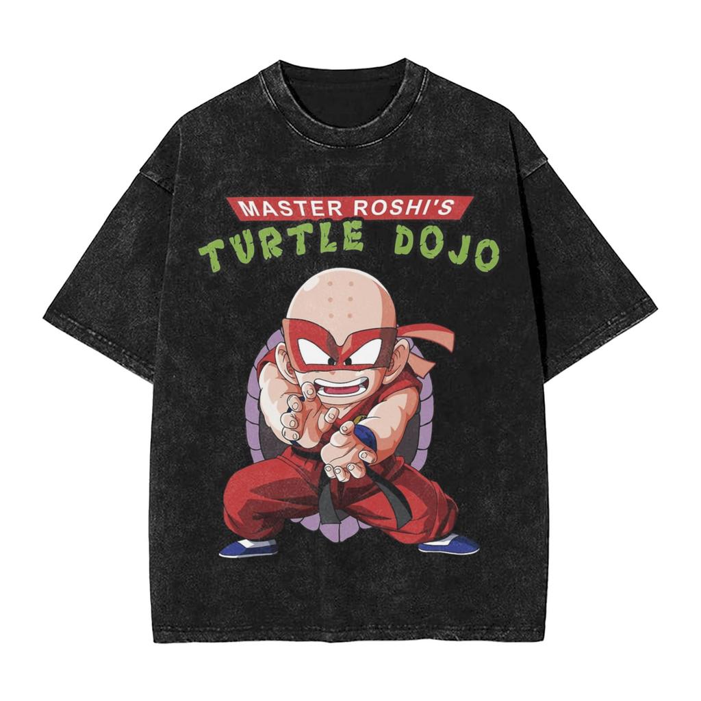 Master Roshi Dragon Ball Printed Tshirt Mens and Womens Washed Tshirt High Quality Vintage Cotton Tshirt Harajuku Tops