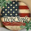 8 Inch Round Metal Tin Sign American Flag Wall Decor for Home Yard