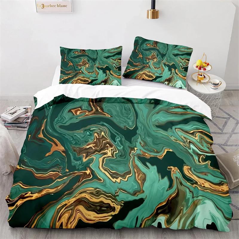 Black Gold Metallic Marble Duvet Cover Set Queen/King/Full/Twin Size Foil Print Glitter Bedding Set for Teen Boy Girls Men Women