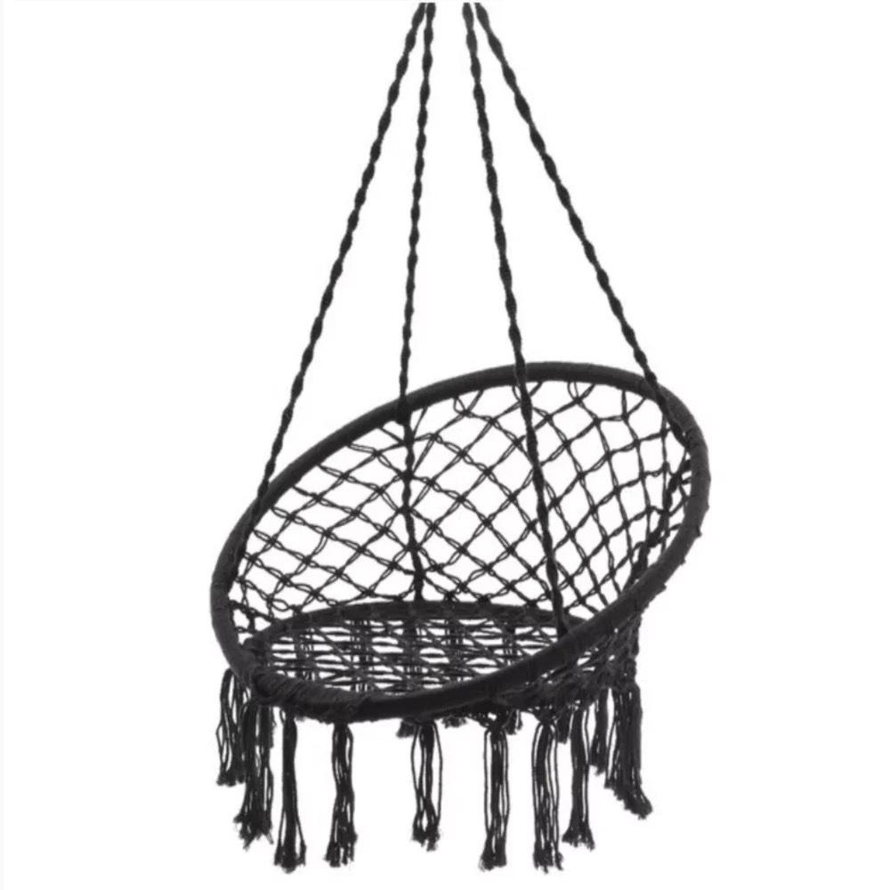 Nordic Style Cotton Rope Hanging Chair with Tassels – Indoor/Outdoor Swing for Balcony and B&B