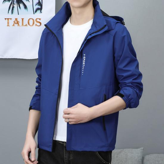 Pánská outdoorová trenčkotová bunda Stojáček s kapucí, dlouhý rukáv, zip, zapínání, bunda proti poškrábání, větruvzdorná