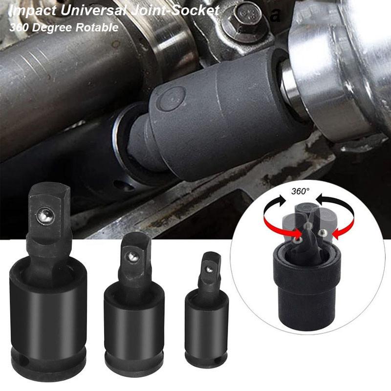 1/2, 3/8, 1/4-inch 360 Degree Impact Universal Joint-Socket Swivel Knuckle Joint Air Wobble Socket Adapter Extension Electric Wrench