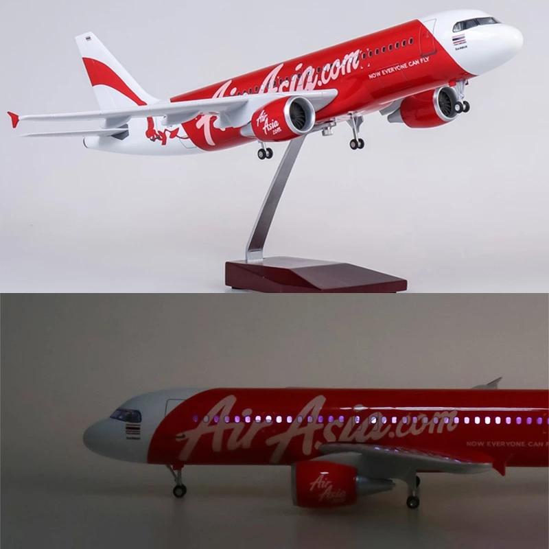 1/150 Scale 47cm Airplane 320 A320 Aircraft AirAsia Airline Model W Light and Wheel Plastic Resin Plane Collections Available