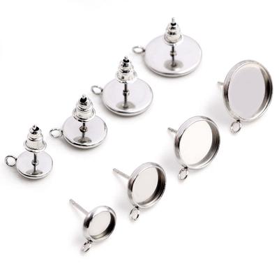 ( Kein Verblassen ) 6mm 8mm 10mm 12mm 20 Stück Edelstahl Vertikal hängende Ohrstecker, Ohrstecker Rohling/Basis, Passend für 6-12mm Cabochons,
