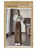 Women's Fleece-Lined Chenille Wide-Leg Pants: Tall, Draped, Casual Style for Spring & Autumn 2025