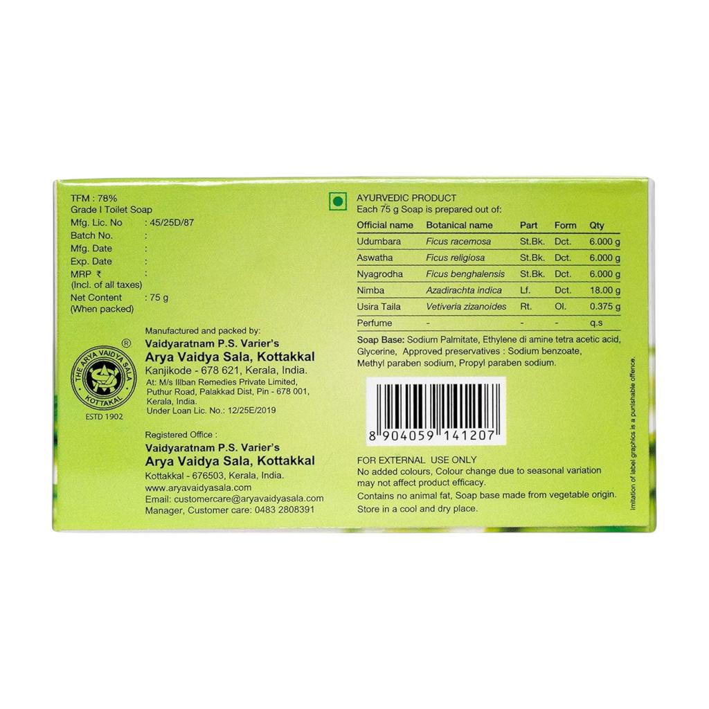 Kottakkal Ayurveda Vibha Handgemachte Seife 75 g Packung mit 4 Stück für frische, glatte und strahlende Haut Tägliche Anwendung