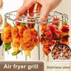 24Pcs Air Fryer Kebab Rack Food Grade Stainless Steel Air Fryer Skewer Stand Enhanced Airflow Design Vertical Grill Holder