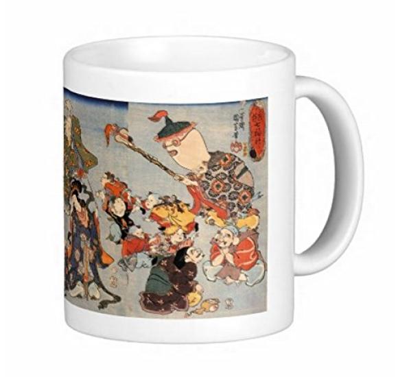 Auspicious and brings good Utagawa Lucky Photo Mug fortune! Kuniyoshi's "Seven Gods" Mug (Ukiyo-e Series)