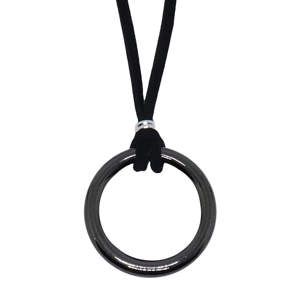 Simple Metal Long Necklace with Glasses Black S.W.P. Men's Holder, (RPSD-001C)