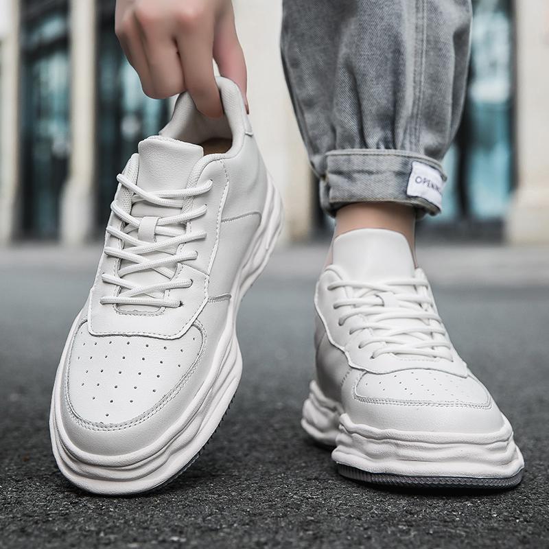 Genuine Leather Taller Shoes Men Leisure Fashion Sports Leisure Walk High Top Sneakers New Man Causal Height Increase Insole 8cm