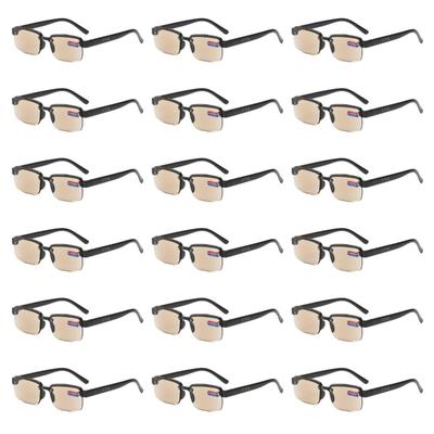 18PCS Half Rim Reading Glasses Men Women Crystal Glass Lens Presbyopia Glasses +100 To +400 Fashion Eyewear