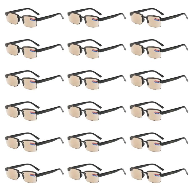 18PCS Half-Rim Reading Glasses Men Women Artificial Crystal Glass Lens Presbyopia Glasses +100 To +400