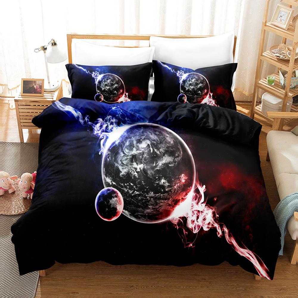 3D Digital, Planet, Space, Earth, Bedding Four-Piece Three-Piece Set Of Sheets