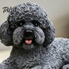 Dog Figurine Decor Realistic Teddy Statue, Desktop Small Pet Model, Cute Laying Sculpture Elegant Poodle Model for Car Dashboard, Desk, Shelf, Living