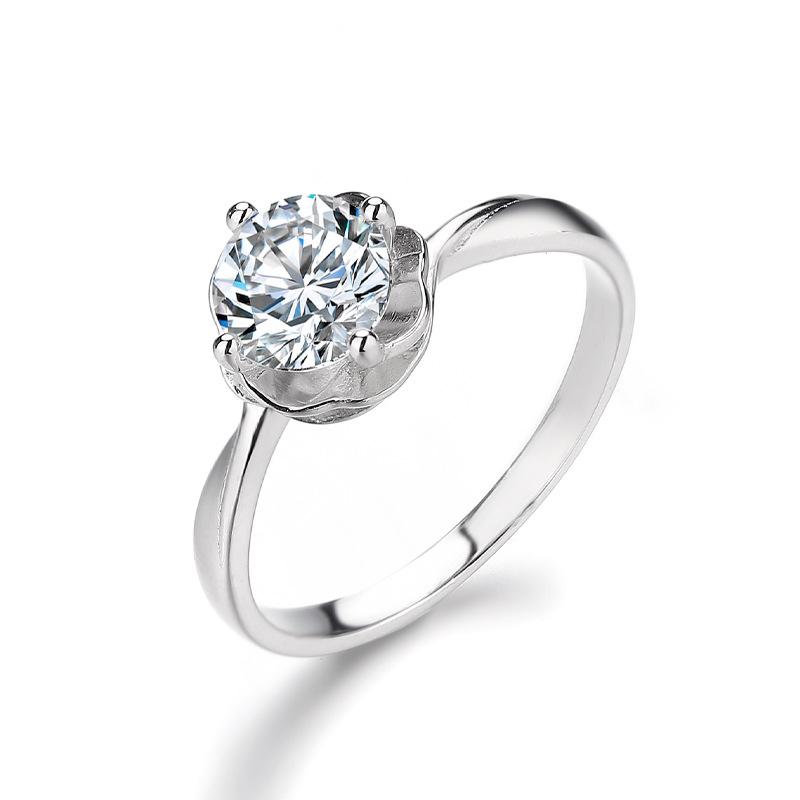 

S925 Sterling Silver Spiral Petal Ring Women S Guochao Fashion Bouquet One Carat Diamond Ring Light Luxury Four-Claw Open Ring No. 9