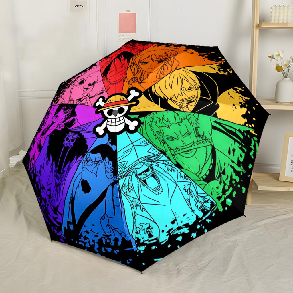 Adventure In One Piece World Outdoor Automatic Umbrella Compact 8-Rib Design Durable Plastic & Iron All-Season Umbrella for Travel Outdoor Accessory