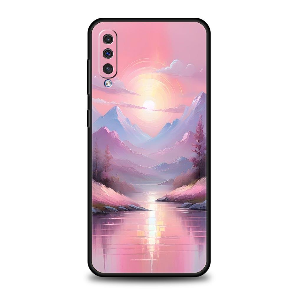 Rosa Sonnenuntergang Berg Handyhülle für Samsung Galaxy A56 A36 A26 A16 A34 A24 A42 A22 A20 A12 A40 A30 A10 5G Weiche TPU Hülle