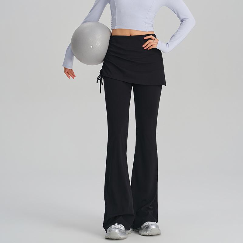 Tall Women s High-Waisted Flared Yoga Pants with Drawstring, Ruffles, and Butt-Lifting Bell Bottoms S
