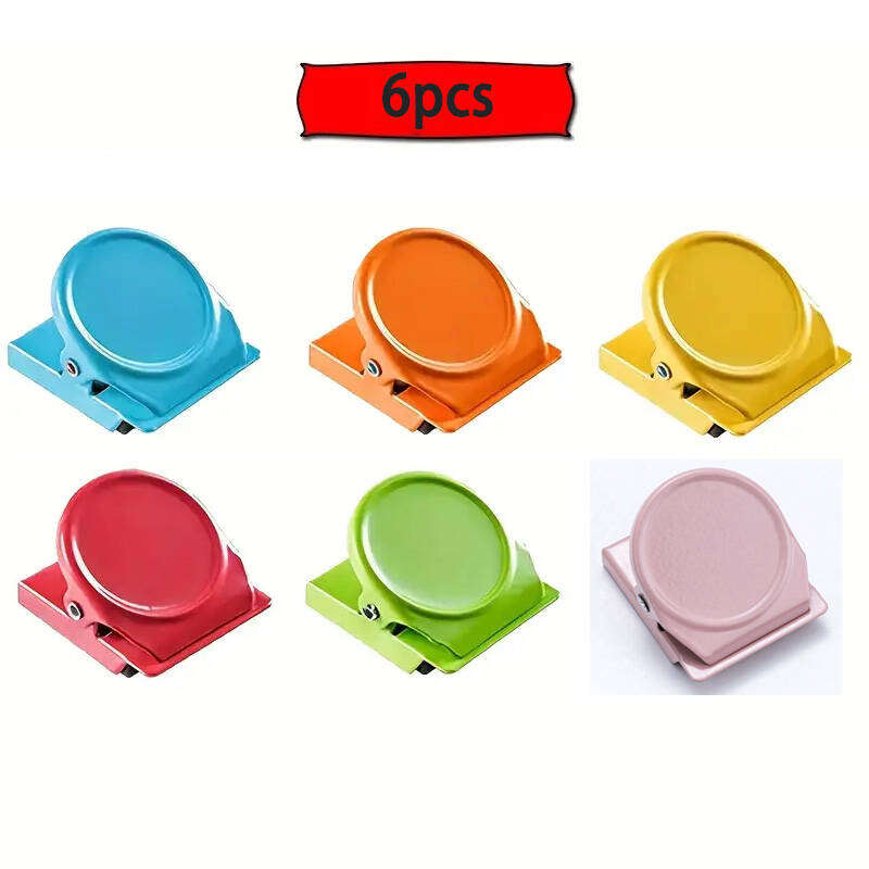 6PCS Magnetic Clips for Office & Fridge - Colorful Document & Photo Organizer, Home/Kitchen Use, Ideal Christmas Gift