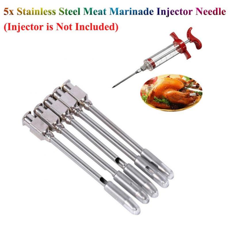 5x Stainless Steel Meat Marinade Injector Needle Replacements for Barbecue Grill Flavor Turkey