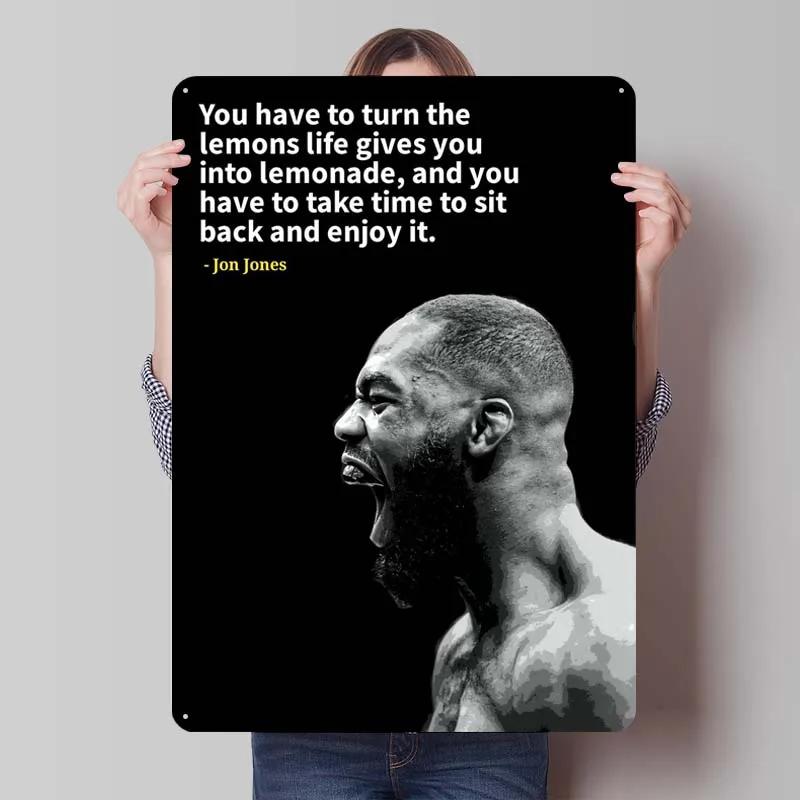 Jon Jones Metallskylt Boxningsposters Spelrumsinredning Man Vintage Plåttskylt Plakett för Väggkonst Dekoration Interiör