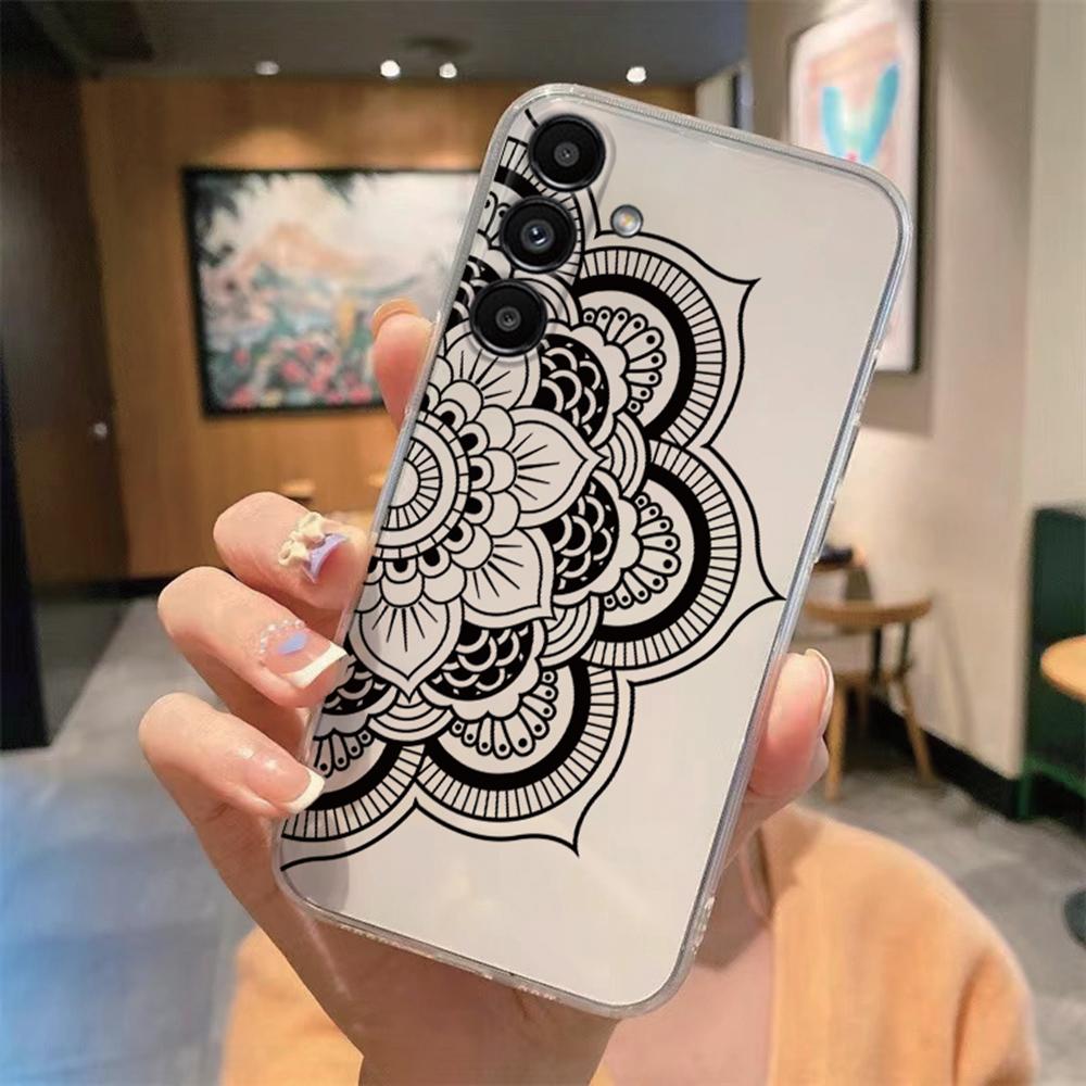 Romantic Lace Pattern Transparent Flower Phone Case For Samsung Galaxy A54 A56 A16 A17 A37 A57 A06 A07 A13 A14 M54 Clear Cover