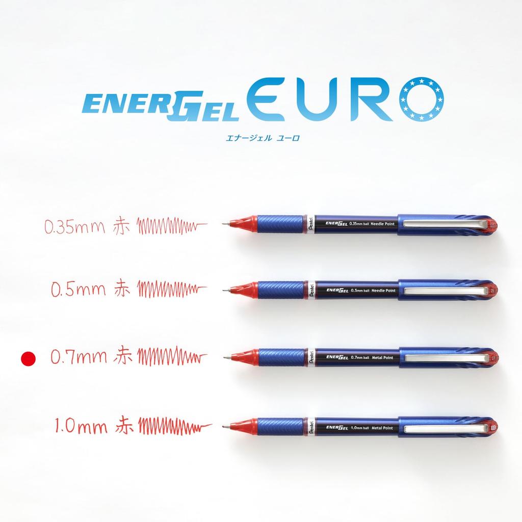 [Pentel] EnerGel Euro Gel Ink Pen 0.7mm Blue Barrel XBL27-B Red, Pack of 5