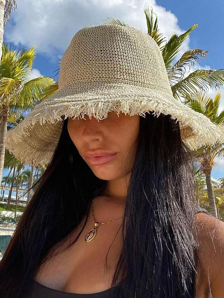 Cappello di Paglia da Donna con Frange Ampia Tesa Protezione Solare Vacanza al Mare Estate