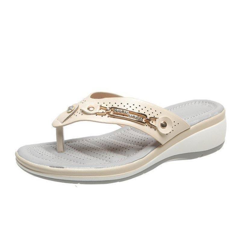 Glitzernde Plateau-Schuhe für Damen in Übergröße, Lässige Strandsandalen