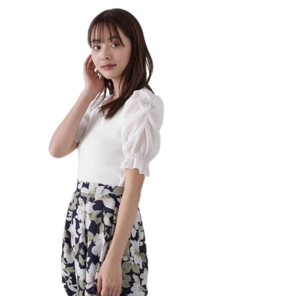 Proportion Body Dressing Sheer Gathered Sleeve Knit White Women's Sweater,