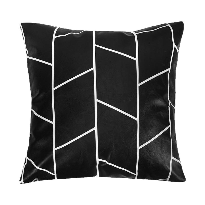 Practical PU Leather Cushion Cover Spill Proof Designs Modern Home Accent Black 1 чёрный