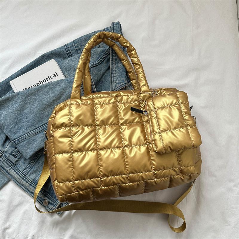 

Трендовая Модная Сумка-Тоут из ПУ для Женщин с Просторным Дизайном в Черном Серебристом и Сером Цвете золотой