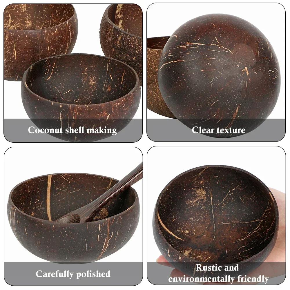 Natural Coconut Bowl wooden Sets bowl Protection Coconut Wood tableware Spoon Set Kitchen Environmental Wooden Kitchen Tableware