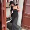 Pure Desire Sexy Suspender Vest Skirt Temperament Black Dress Women's French Design Feeling Waist and Thin Long Skirt Summer