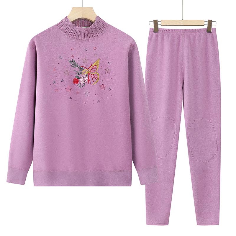 Women's Thermal Underwear Set for Autumn/Winter - Plus Velvet, Thickened for Middle-aged and Elderly Women