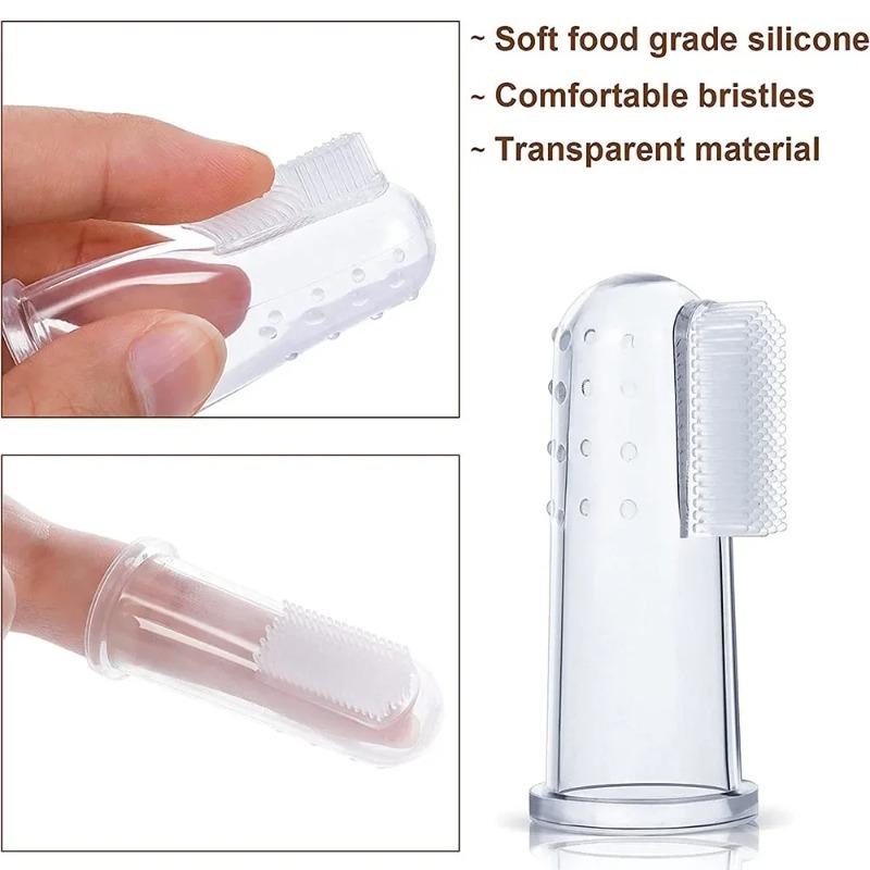 1-20pcs Silicone Soft Pet Finger Cuff Toothbrushes Dog Brush Bad Breath Tartar Teeth Care Tool Cat Cleaning Scrub Silicagel Pet Supplies