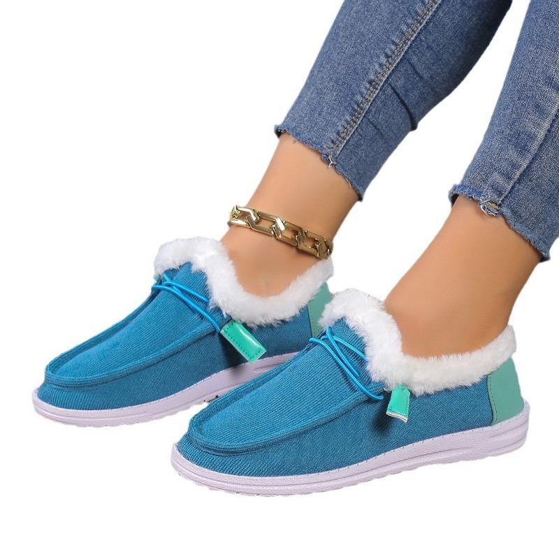 Large size autumn and winter women's casual espadrilles, loafers, one pedal, fluffy neckline single shoes