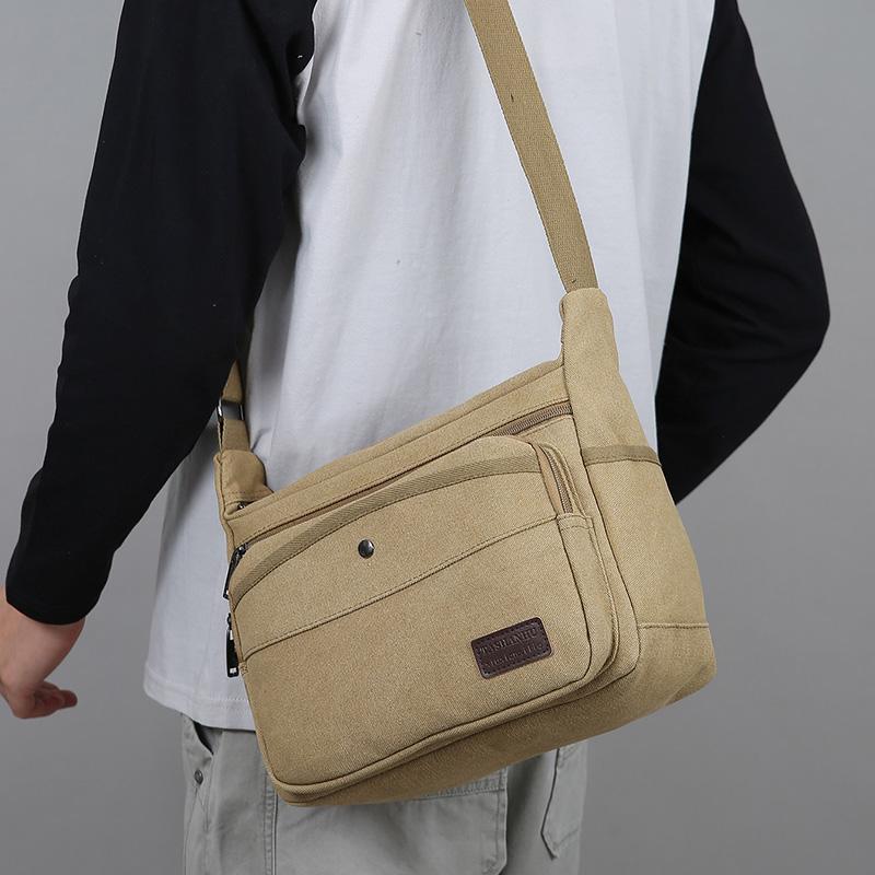 Men's High Quality Canvas Shoulder Bag – Fashion Crossbody Tote for Casual Outings Travel & Office