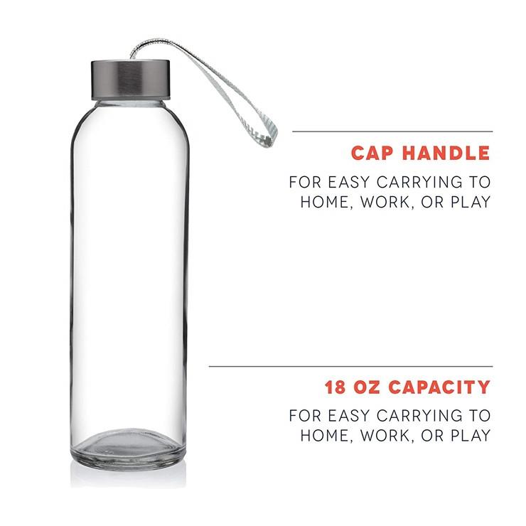 Hot Selling Custom logo Personalized Wholesale Large 1L 500ml Glass Water Bottle with Stainless Steel Lid and Rope 401-500ml чистый