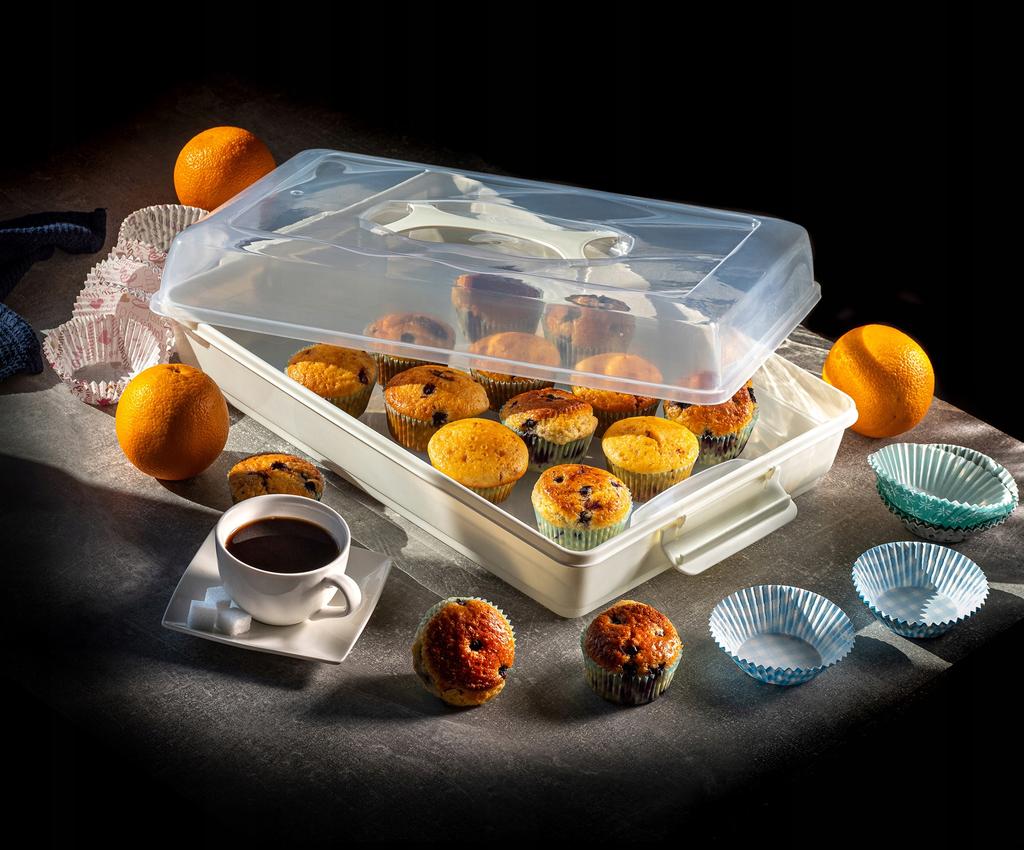 KADAX Pojemnik Plastikowy Na Ciasto Wypieki Tort Pudełko Prostokątny Duży